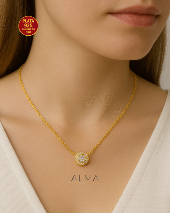 Cadena con Dije Punto de Luz Hilera de Circonias Blancas - Imagen 2