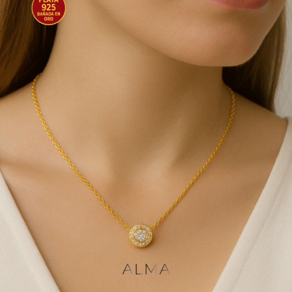 Cadena con Dije Punto de Luz Hilera de Circonias Blancas