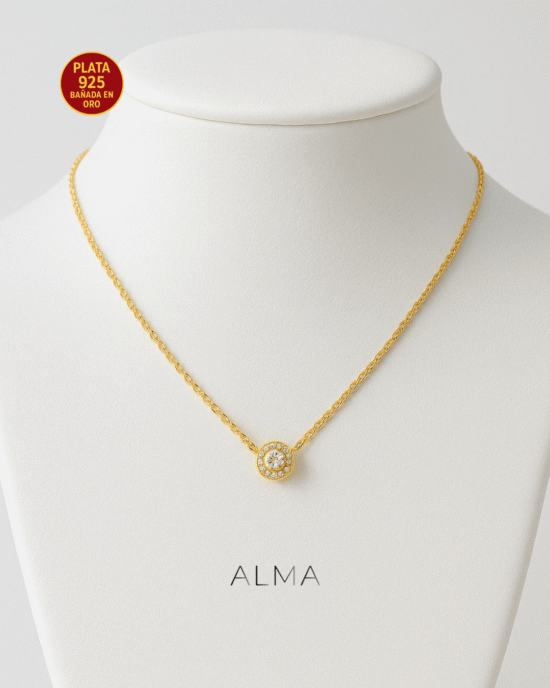 Cadena con Dije Punto de Luz Hilera de Circonias Blancas
