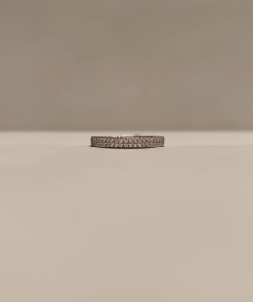 Anillo medio sin fin con dos hileras de circonias