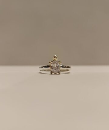 Anillo en forma de tortuga con caparazón de circonia blanca