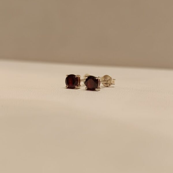 Caravanas con piedra natural roja y engarce de 4 grifas