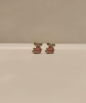 Caravanas en forma de elefante con circonia rosa
